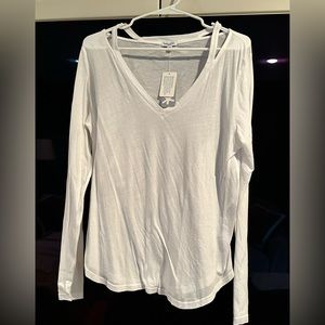 Splendid NWT L long sleeve with shoulder cutout T-shirt